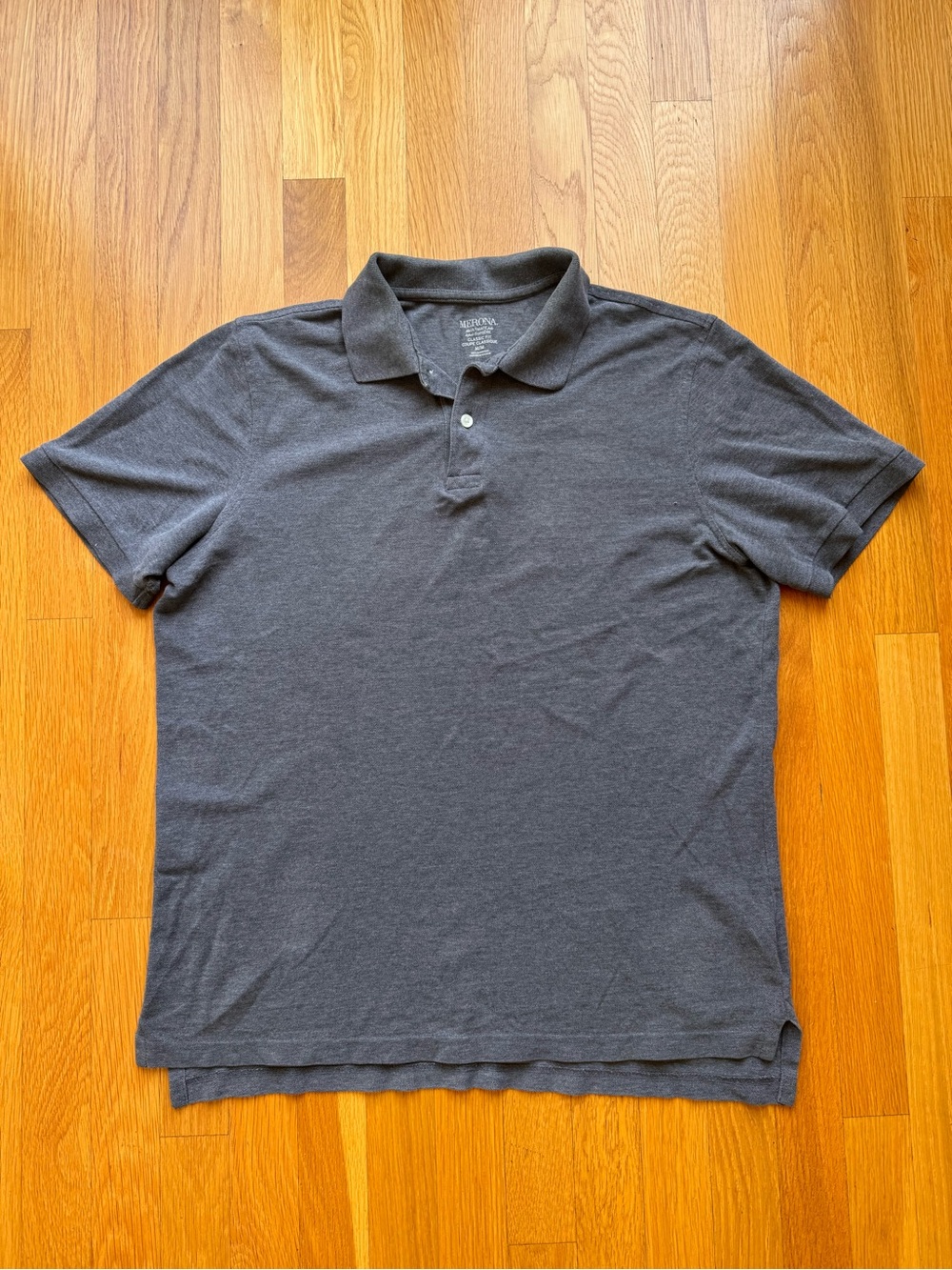 Merona Men’s Gray Polo Shirt Size Medium Short Sleeve Classic Fit Casual